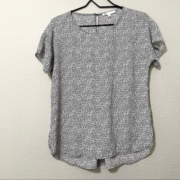 Daniel Rainn DR2 Black & White Cheetah Print Short Sleeve Blouse Womens XS - Picture 1 of 8